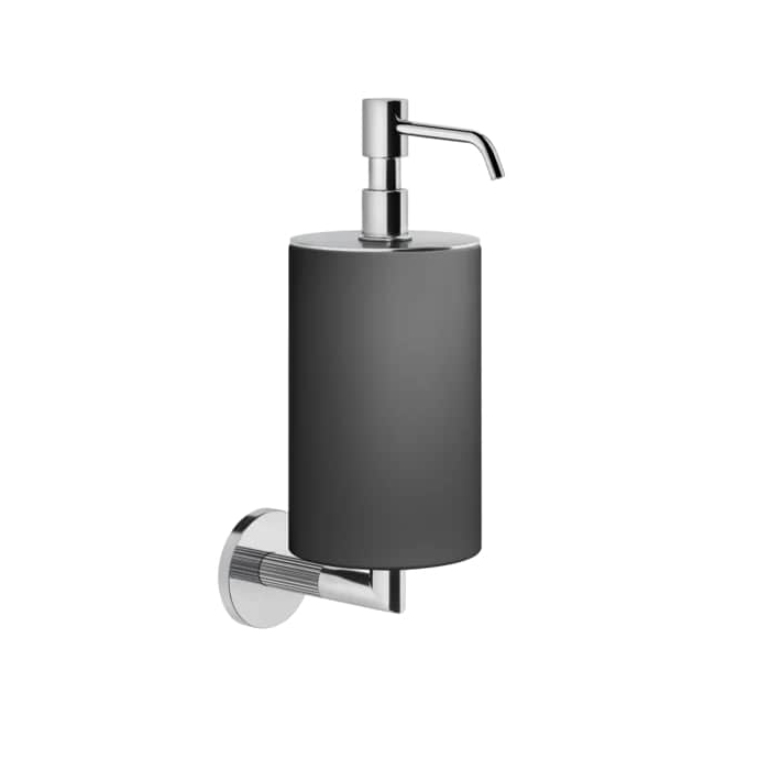 Дозатор для жидкого мыла настенный черный, цвет хром