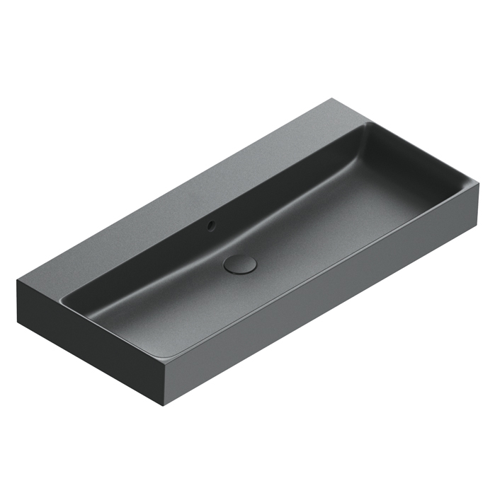 Раковины Раковина 100x47, без отверстий под смеситель, покрытие Cataglaze+, цвет черный матовый 