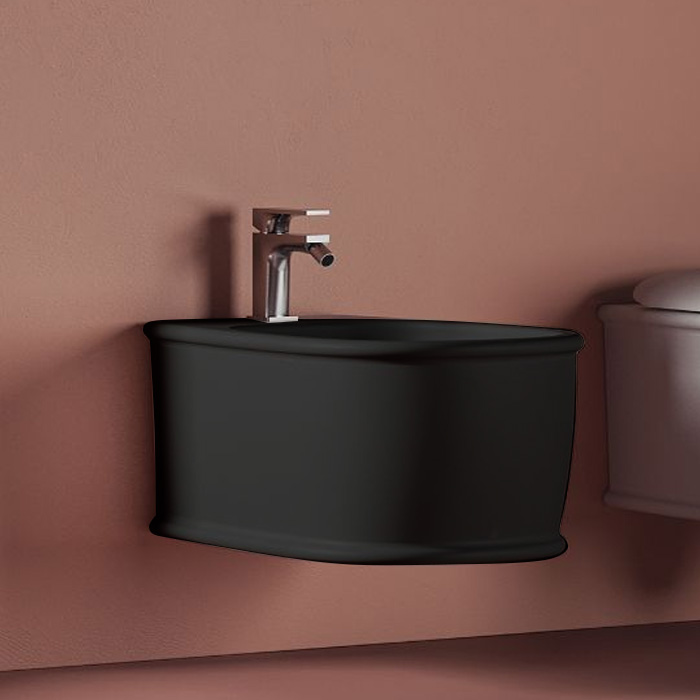 Биде подвесное 52х37см, с 1 отв под смеситель, цвет: черный матовый