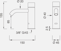 Смесители Настольный смеситель с датчиком присутствия. Высота 155 мм MIL16R 