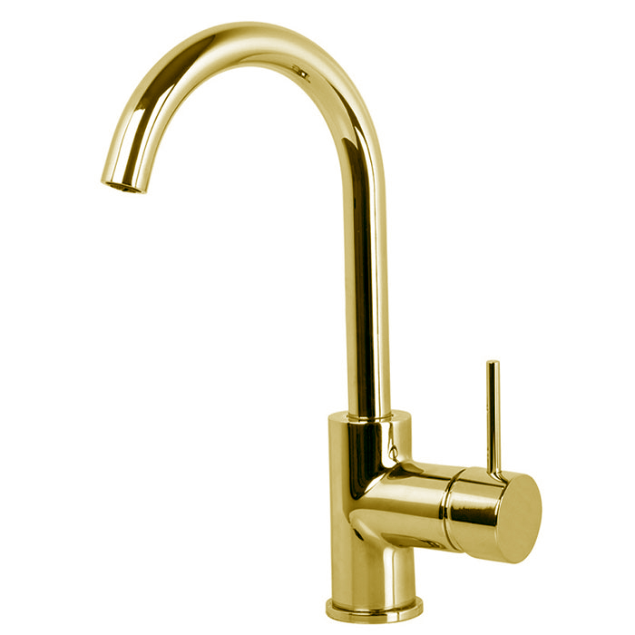 Смесители Смеситель для раковины, на 1 отверстие, с донным клапаном, цвет золото 