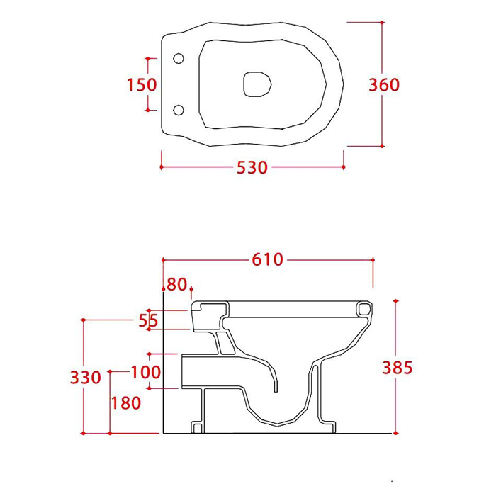Унитазы Унитаз напольный слив в пол, 36х55, с крепежом в комплекте, цвет белый 