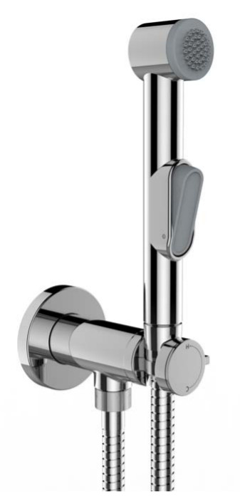 Смесители Комплект гигиенический: прогрессивный смеситель, лейка с кнопкой, шланг 1250 мм из латуни, хром 