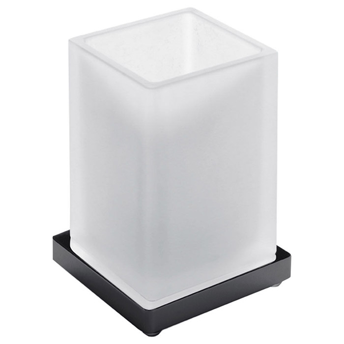 Стакан настольный, цвет чёрный матовый/матовое стекло