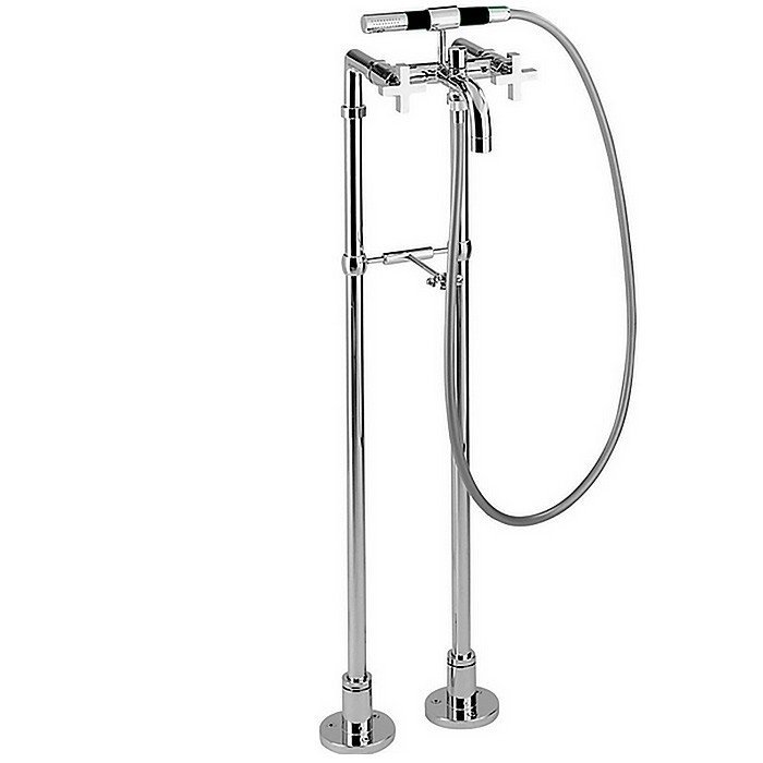 Смесители  Barcelona Смеситель напольный для ванны с ручной лейкой, держателем, шлангом 150 см, цвет хром 