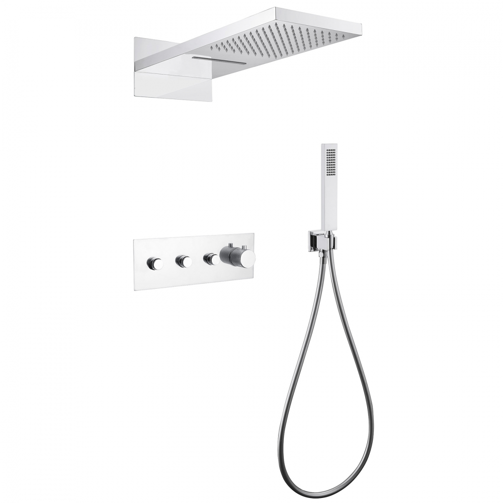 Душевая программа Душевая система скрытого монтажа без излива, термостат, хром 