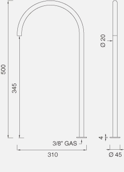 Комплектующие Настольный вращающийся кран. Высота 500 мм FRE67 