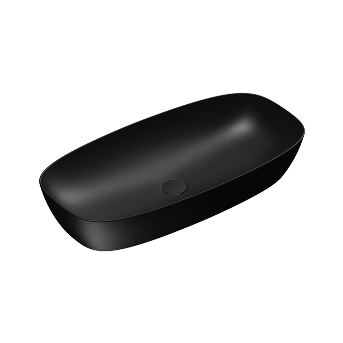Раковины Раковина 80x40 накладная, без отверстий под смеситель, покрытие Cataglaze+, цвет черный матовый 