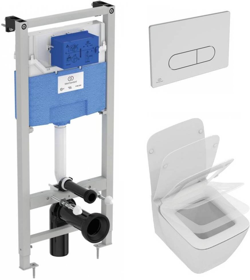 Унитазы II Система инсталляции в комплекте с подвесным унитазом, белый | клавиша хром 