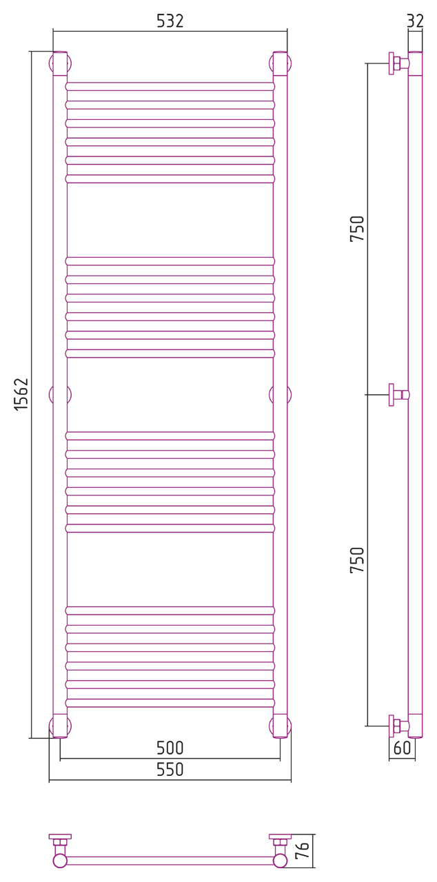 Полотенцесушители Дизайн-радиатор 1500х500 