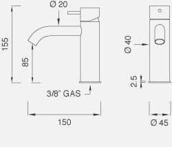 Смесители Настольный смеситель. Высота 155 мм MIL16 