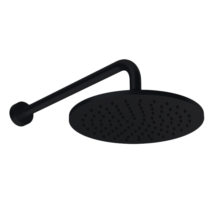 Душевая программа Верхний душ с кронштейном настенный с защитой от известкового налета, цвет черный 