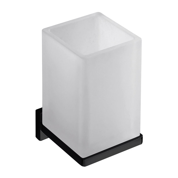 Стакан подвесной, цвет чёрный матовый/матовое стекло