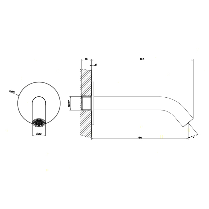 Комплектующие Настенный излив для раковины, комбинируемый с удаленным управлением, цвет шлифованная сталь 