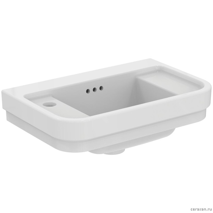 Раковина 500х320xh180 мм, подвесная, с отверстием под смеситель слева и переливом, с крепежом цвет белый глянец
