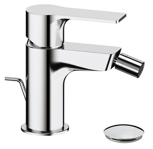 Однорычажный смеситель для биде с донным клапаном, цвет зачищенный никель