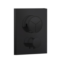 Смесители Core Push Square Термостат для ванны на 3 потребителя, внешняя часть, чёрный глянцевый 
