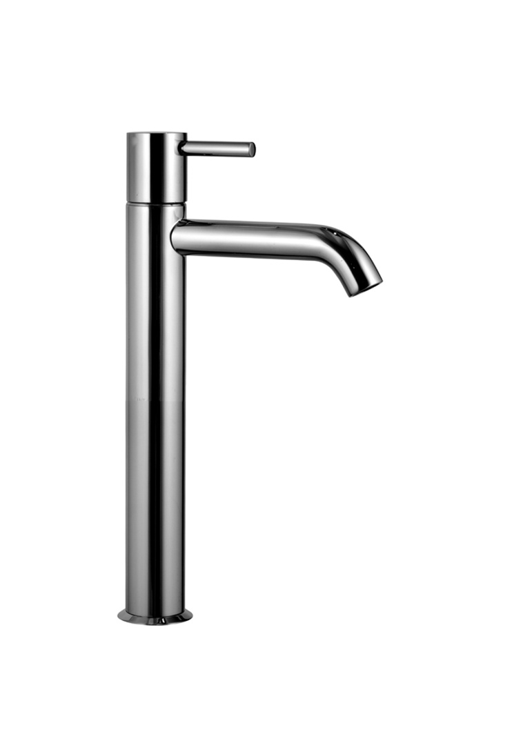 Смеситель для раковины на 1 отверстие, высокий излив  хром