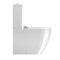 Унитазы Унитаз-компакт напольный, безободковый (белый глянцевый) 