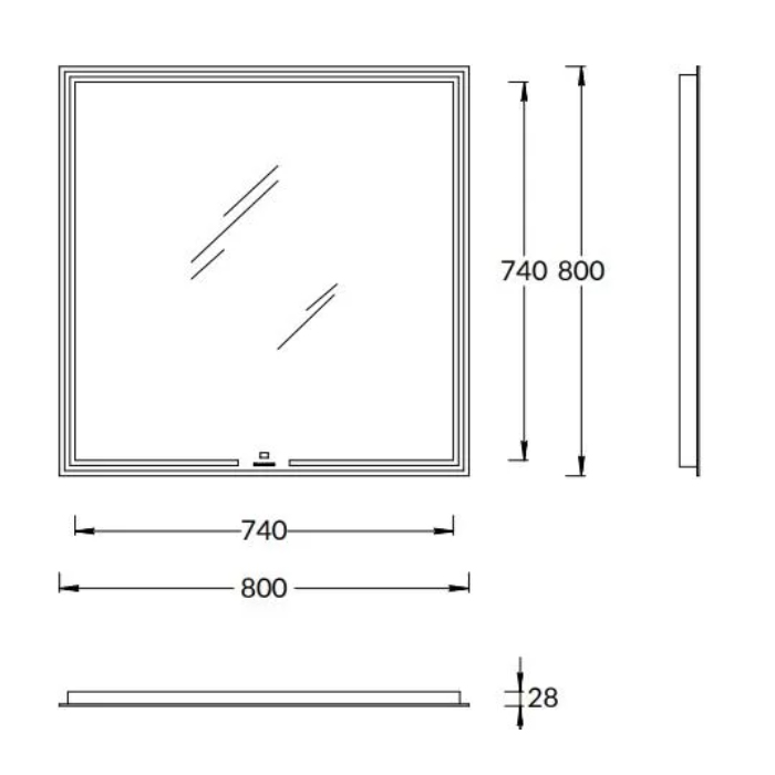 Мебель для ванной Зеркало прямоугольное с диммером 80,белое 
