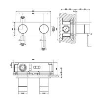 Смесители GESSI 316 Встраиваемый смеситель, на 2 источника с автоматическим переключателем (внешняя часть), цвет: steel brushed 