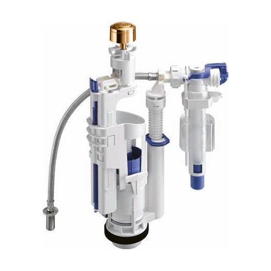 KERASAN Механизм слива одинарный  для низкого бачка, без трубы  без подводки, цвет золото