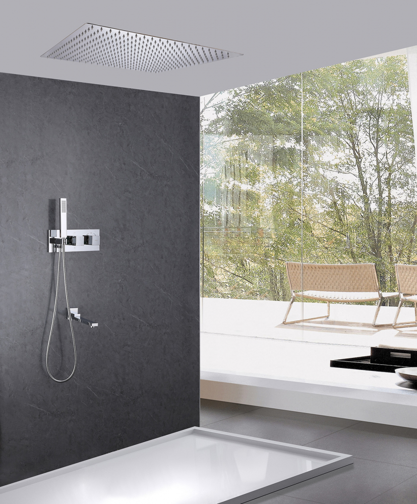 Душевая программа Душевая система скрытого монтажа с изливом, термостат, хром 