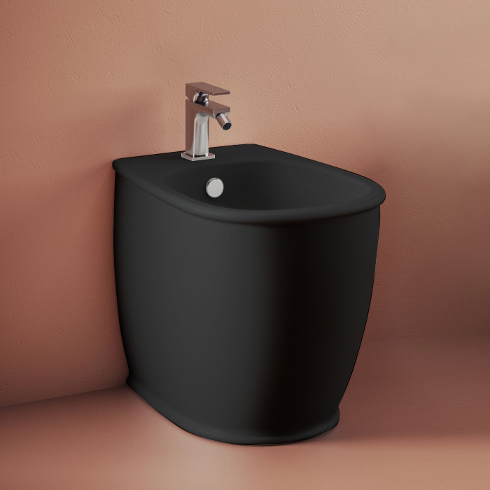 Биде напольное 52,5х37,5хh42см, с 1 отв под смеситель, цвет: черный матовый