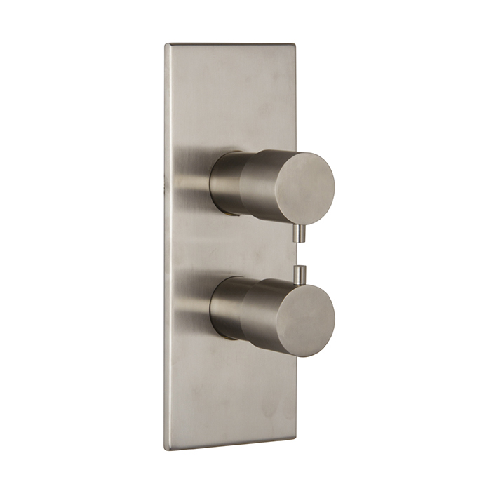 Смеситель для душа встроенный, термостатический, с переключателем на 2/3 источника, внешняя часть, цвет INOX