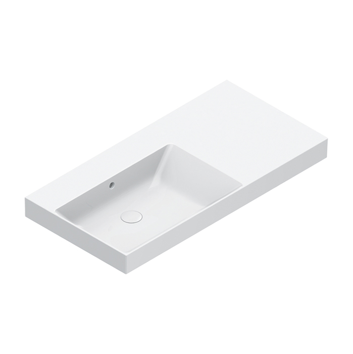 Раковины Раковина 100x50 чаша слева, без отверстий под смеситель, покрытие Cataglaze+, цвет белый глянцевый 