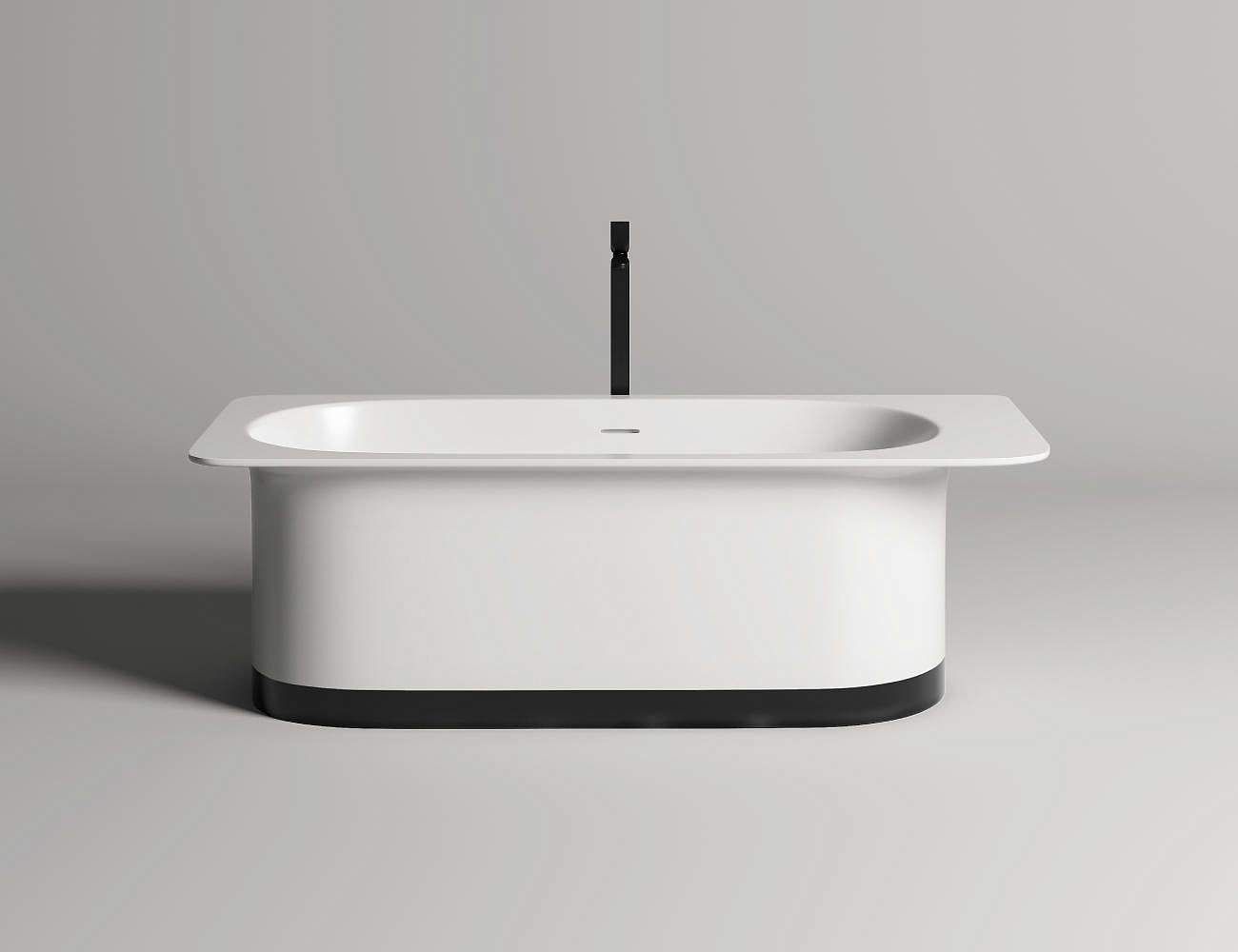 Ванны Ванна отдельностоящая 1800х820х575 мм, донный клапан, сифон, интегрированный слив-перелив, материал S-stone матовый белый 