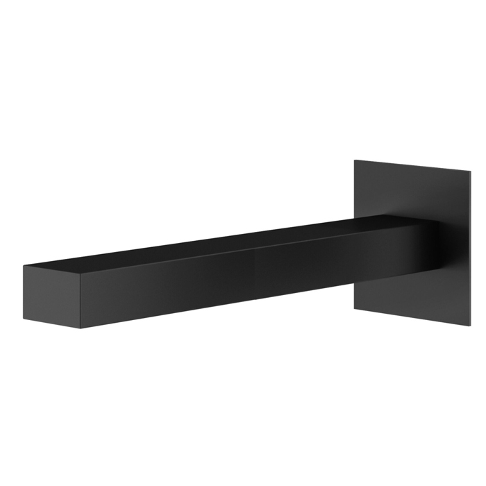 Комплектующие Излив для раковины, настенный, длина 220 мм, с латунной накладкой 70X70 мм, черный матовый 