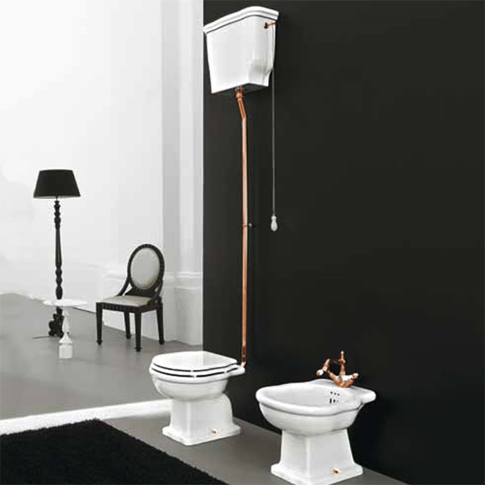 Унитазы Механизм слива с высокой трубой в комплекте для высокого бачка, цвет бронза 