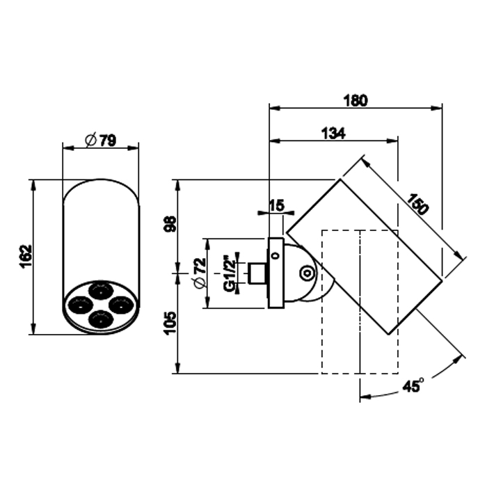 Душевая программа Душевая головка шарнирная для настенного крепления с защитой от известкового налёта, цвет черный матовый 