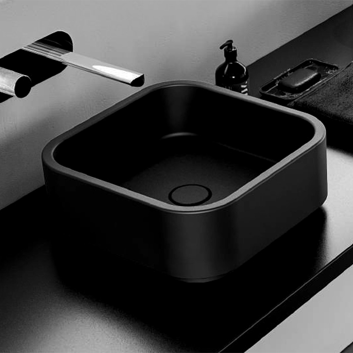 Hako Раковина накладная квадратная 40х40хH15 см, без отверстий под смеситель, цвет: черный матовый