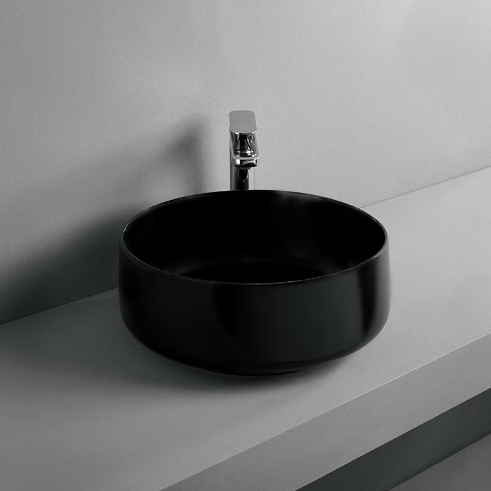 Раковины Раковина накладная 35 см, без отв под смеситель, без слив-перелива, цвет черный матовый 