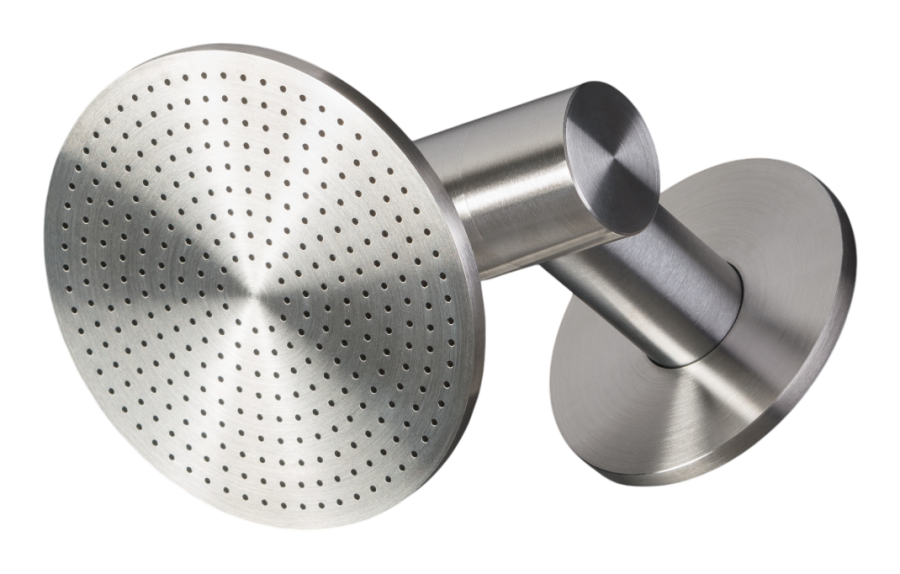 Душевая программа Верхний душ Free Ideas, настенный, регулируемый, Ø 80 мм, 1 режим, с держателем, внешняя часть, сталь, цвет сатинированная сталь 