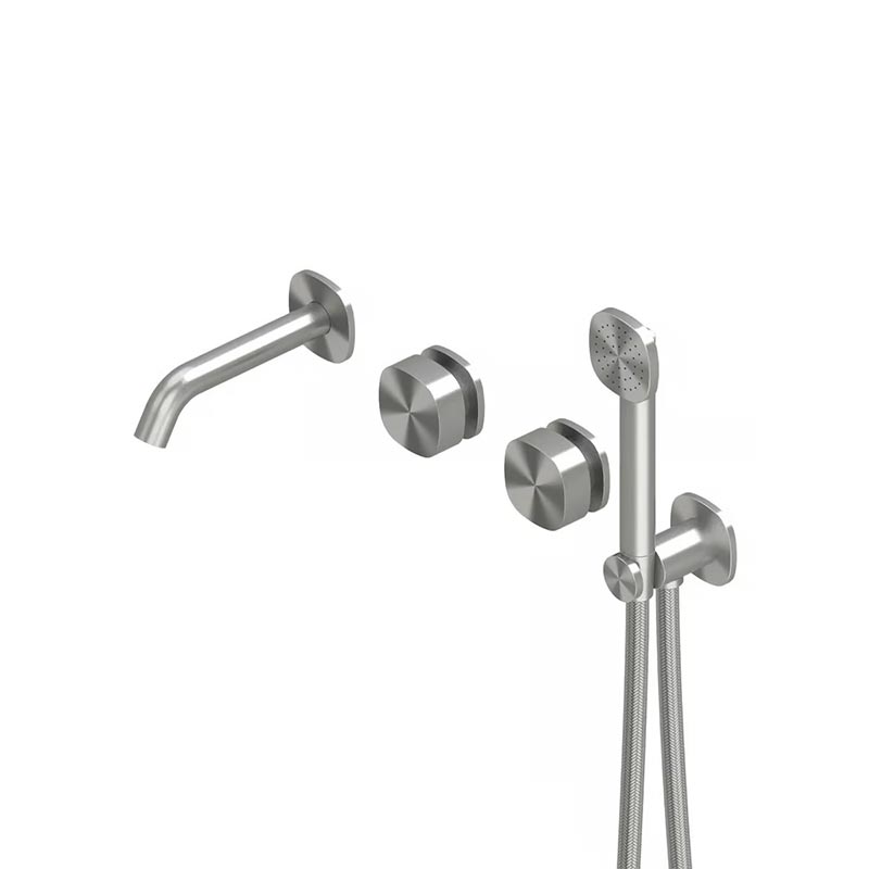 Смесители Группа смесителей из стены на два потребителя, brushed stainless steel 