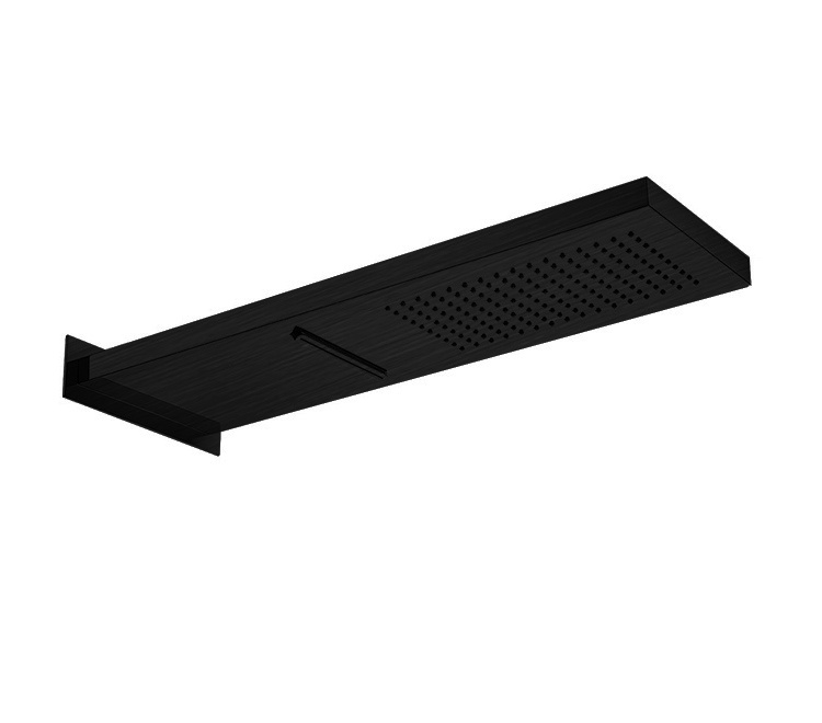 Верхний душ настенный 537х165 мм, 2 режима, цвет черный глянцевый PVD