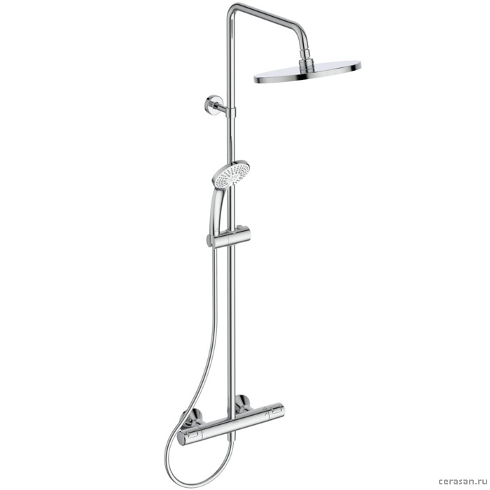 Душевая система с термостатом и ручным душем, корпус Coolbody, руч. душ: 3 режима, верх. душ: 200 мм, цвет хром