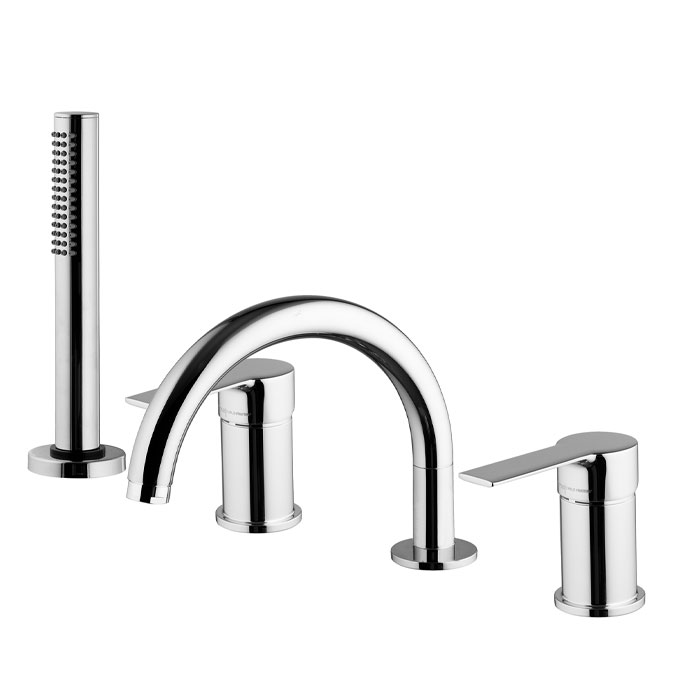 Смесители Смеситель на борт ванны, на 4 отверстия, с ручным душем, цвет хром 