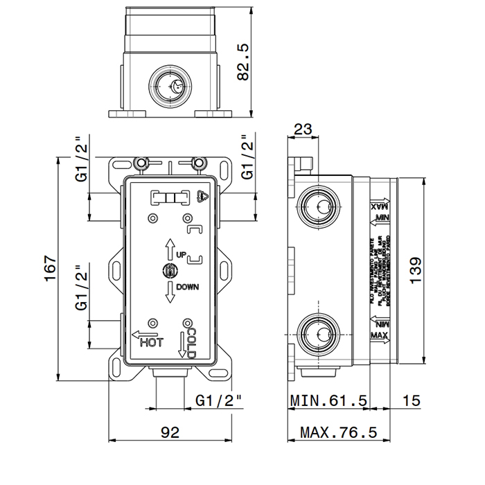 Смесители Встраиваемая часть смесителя однорычажного на 2 выхода 1/2 