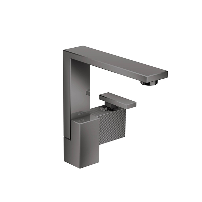 Смесители Смеситель для раковины, на 1 отверстие, с донным клапаном push/open, излив 175 мм, алмазная огранка, цвет черный 