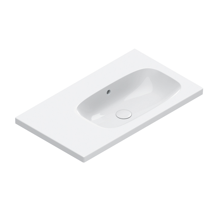 Раковины Раковина 80x46 чаша справа, без отверстий под смеситель, покрытие Cataglaze+, цвет белый глянцевый 