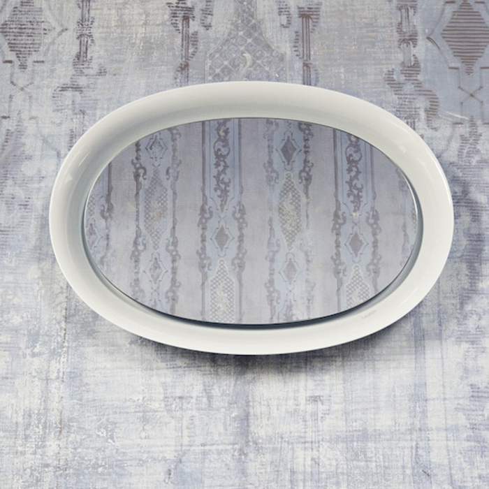 Зеркало в керамической раме с подсведкой LED 500х80х700 мм, цвет: белый глянцевый