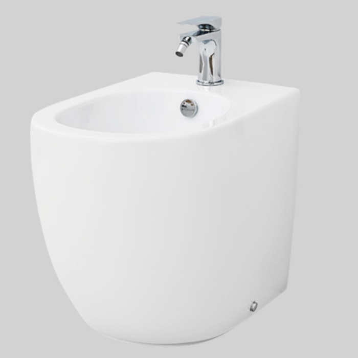 Биде напольное 37х52 см, 1 отверстие, цвет белый матовый/покрытие Saniglaze