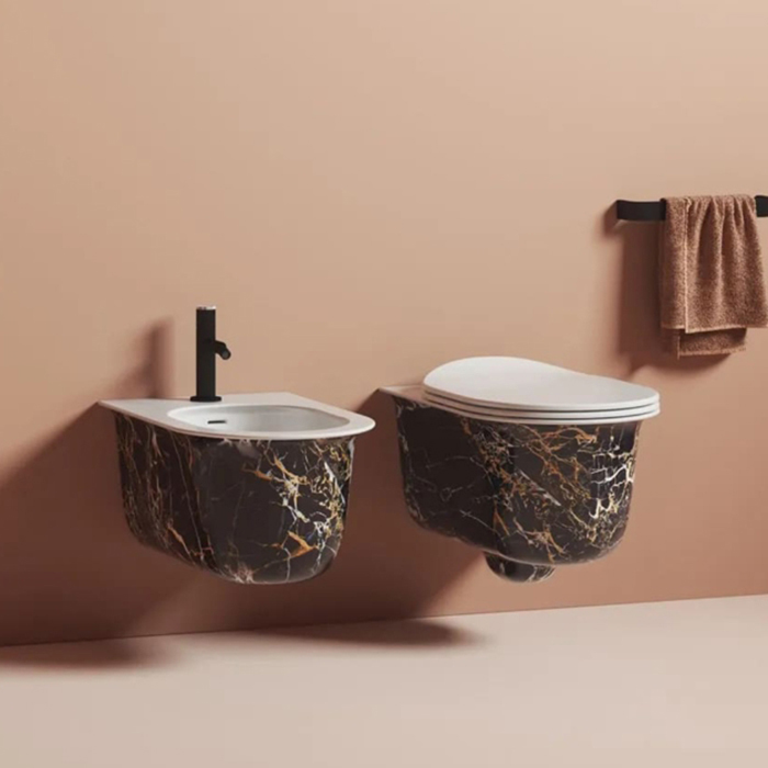 Биде подвесное 38х53 см, 1 отверстие, цвет portoro gold