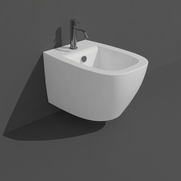 Биде подвесное 53,5x370xh32 см, с 1 отверстием, цвет белый глянец