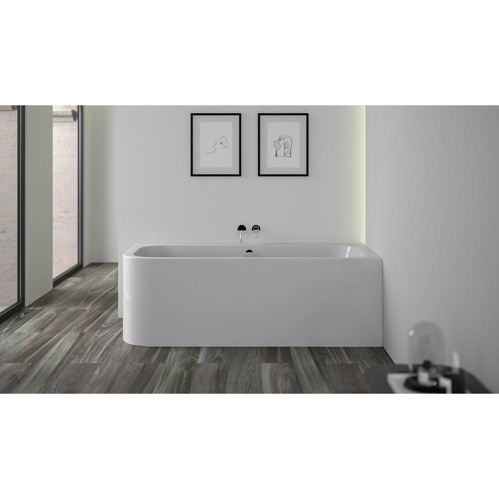 Ванны PURE LEFT Ванна акриловая в правый угол 180x80x60H, щелевой перелив, белая глянцевая 