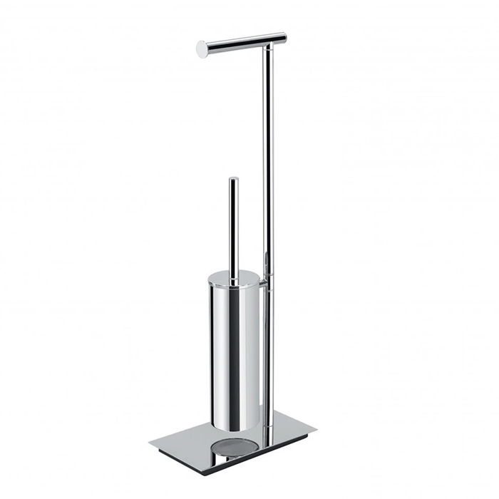 Стойка напольная с держателем туалетной бумаги и ершиком, цвет PVD нержавеющая сталь